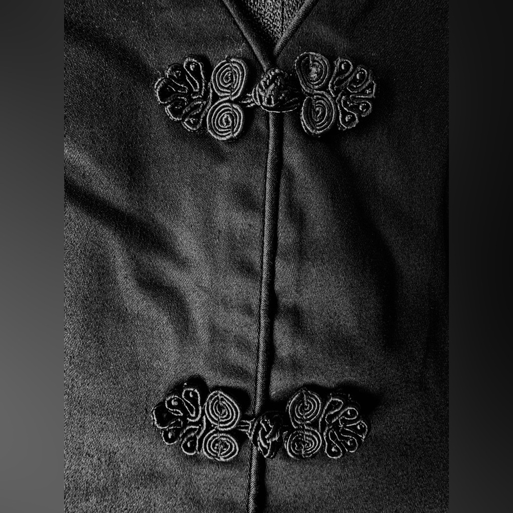 Pinup Couture Asian Inspired Sandra Swing Dress - Black Pankou Buttons - Medium - Picture 3 of 4